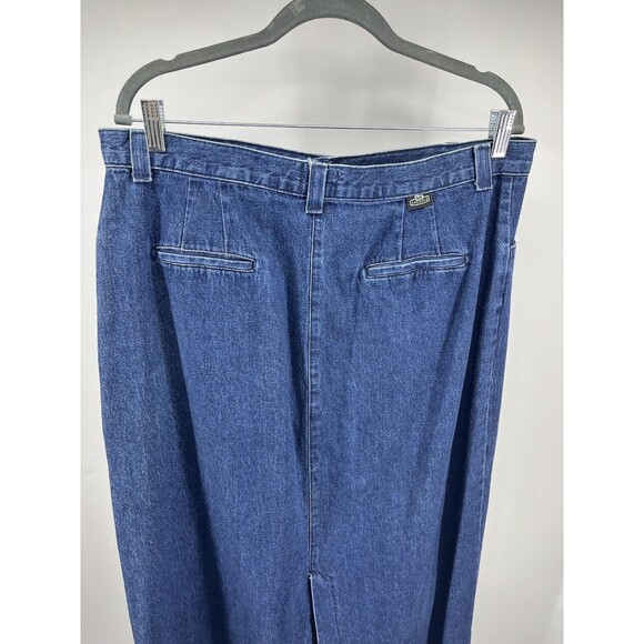 Vintage Lee Denim Jean Midi Skirt Size 18 Pockets Cotton Y2k 90s Modest Blue - Picture 9 of 12